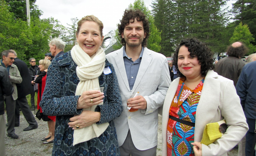 <p>BIC board members Marianna Poutasse&nbsp;and Dariana Castro flank Dmitri Christopher</p>