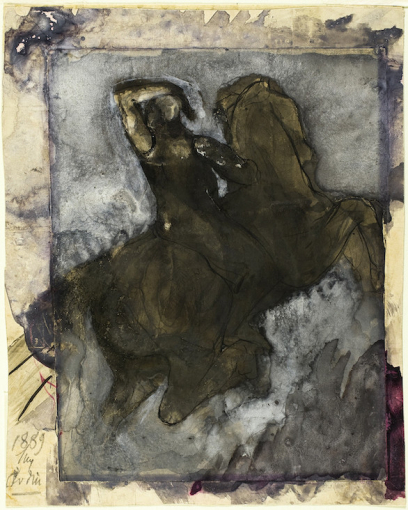 <p>Auguste Rodin (French, 1840&ndash;1917),&nbsp;<em>Horseman&nbsp;</em>(recto)<em>; Horse and Rider&nbsp;</em>(verso)<em>,</em>&nbsp;c. 1886-89. Graphite, pen and ink, gouache, and traces of faded ink; graphite (verso) on wove,&nbsp;paper, tipped onto wove paper. Art Institute of Chicago, Alfred Stieglitz Collection, 1949.580. At Clark Art Institute.</p>